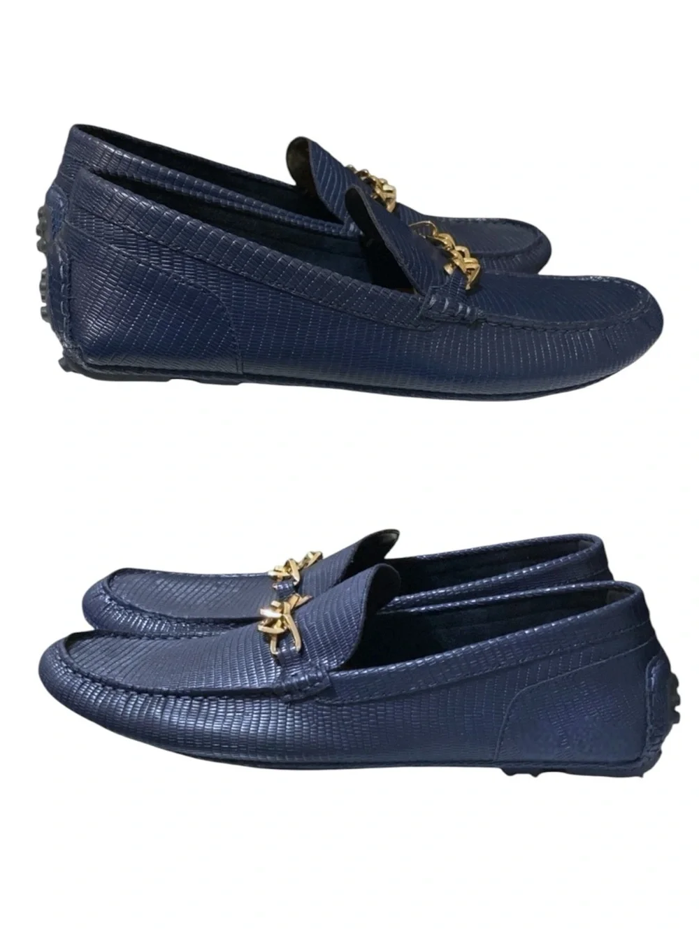 ALDO Davinch Lizard Embossed Loafer Driving Shoe Navy Blue Size 11…Normcore